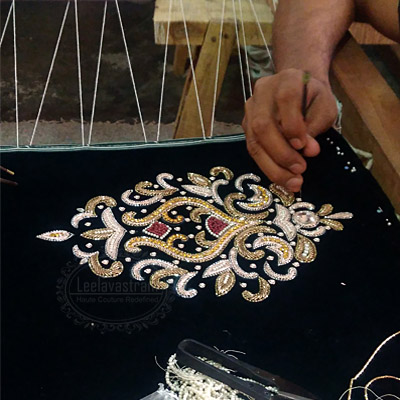 Leelavastram artisan creating hand embroidery